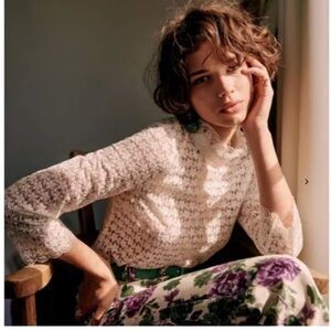 Sezane White Lace Top